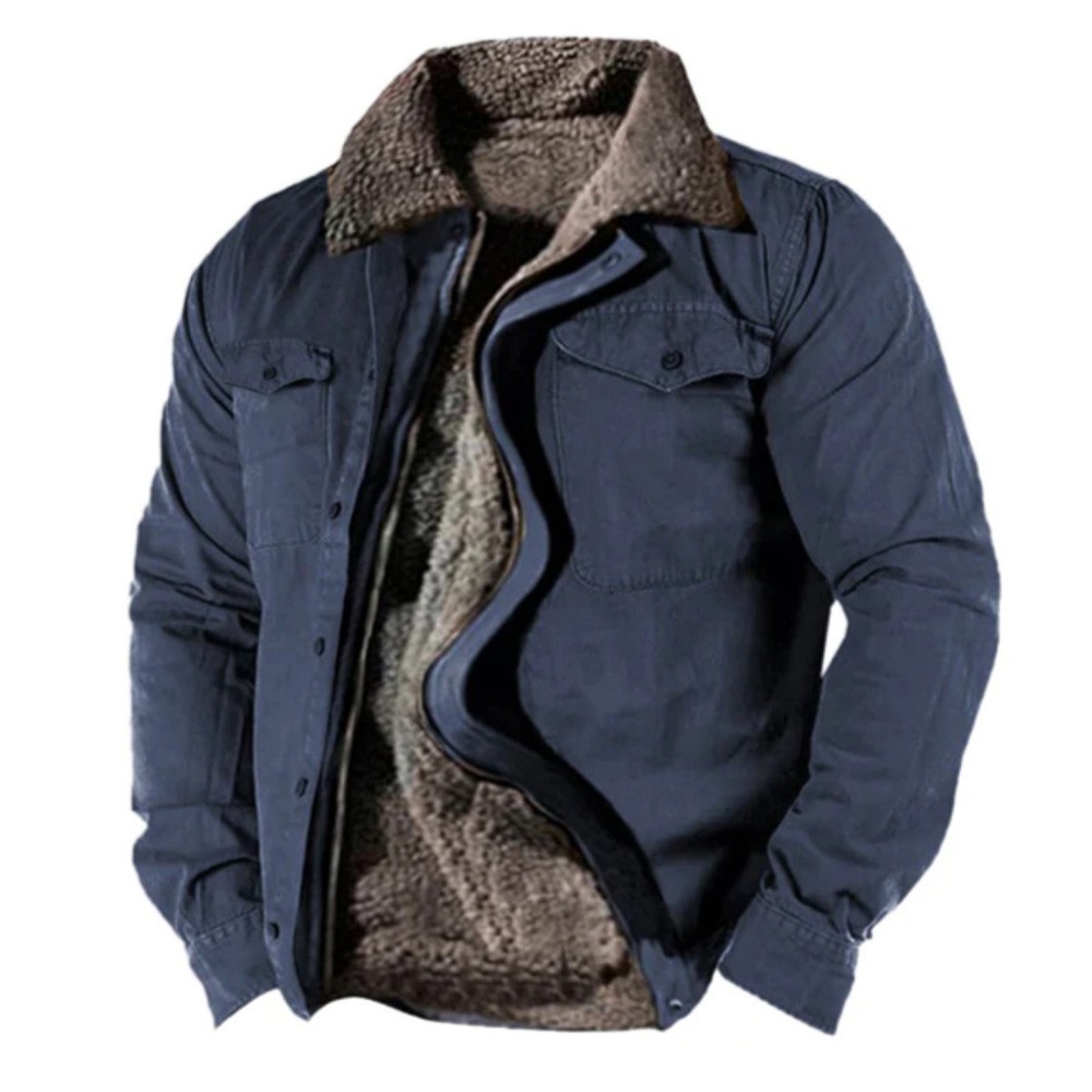 Men's Vintage Heavyweight Fleece Lining Zipper Tactical Jacket