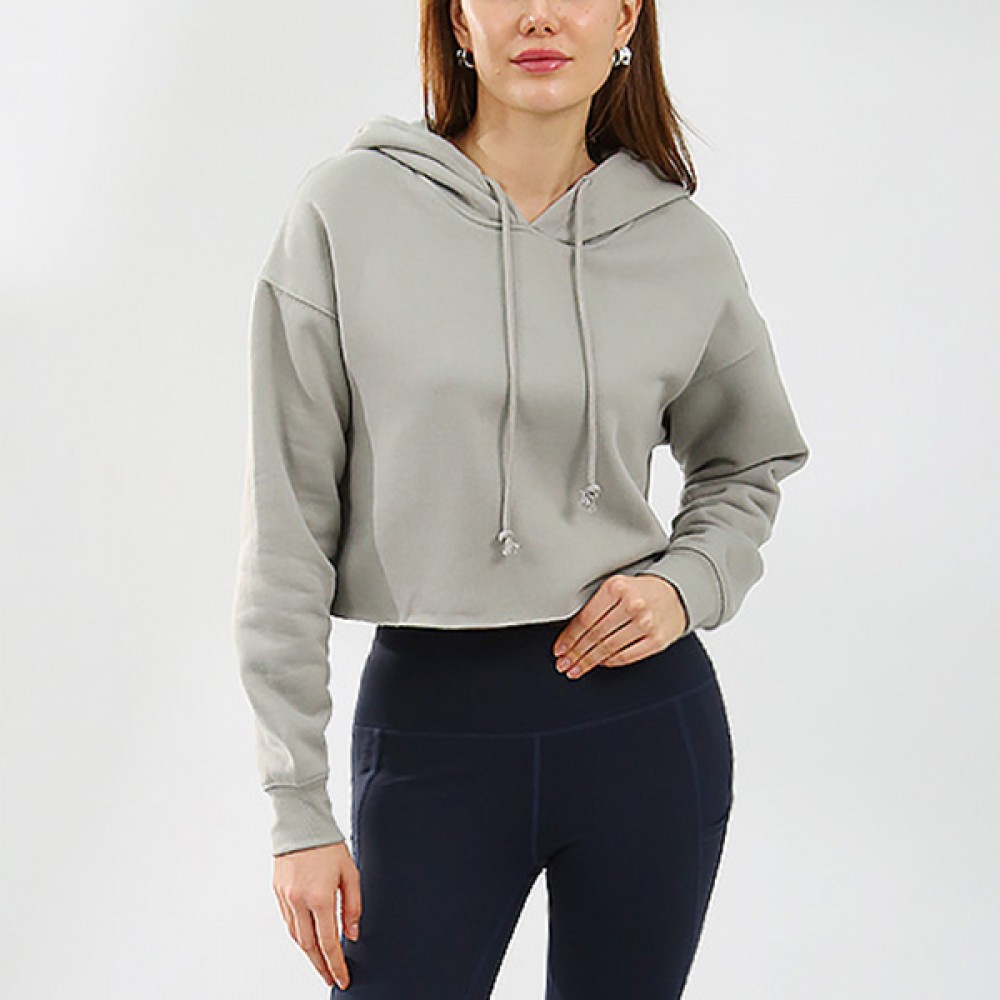 Women's Lined Long Sleeve Cropped Drawstring Workout Hoodie